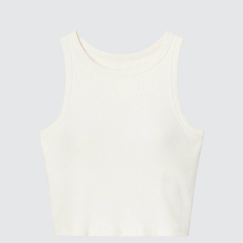 Uniqlo Ribbed Cropped Bra Tank - Cream Colour